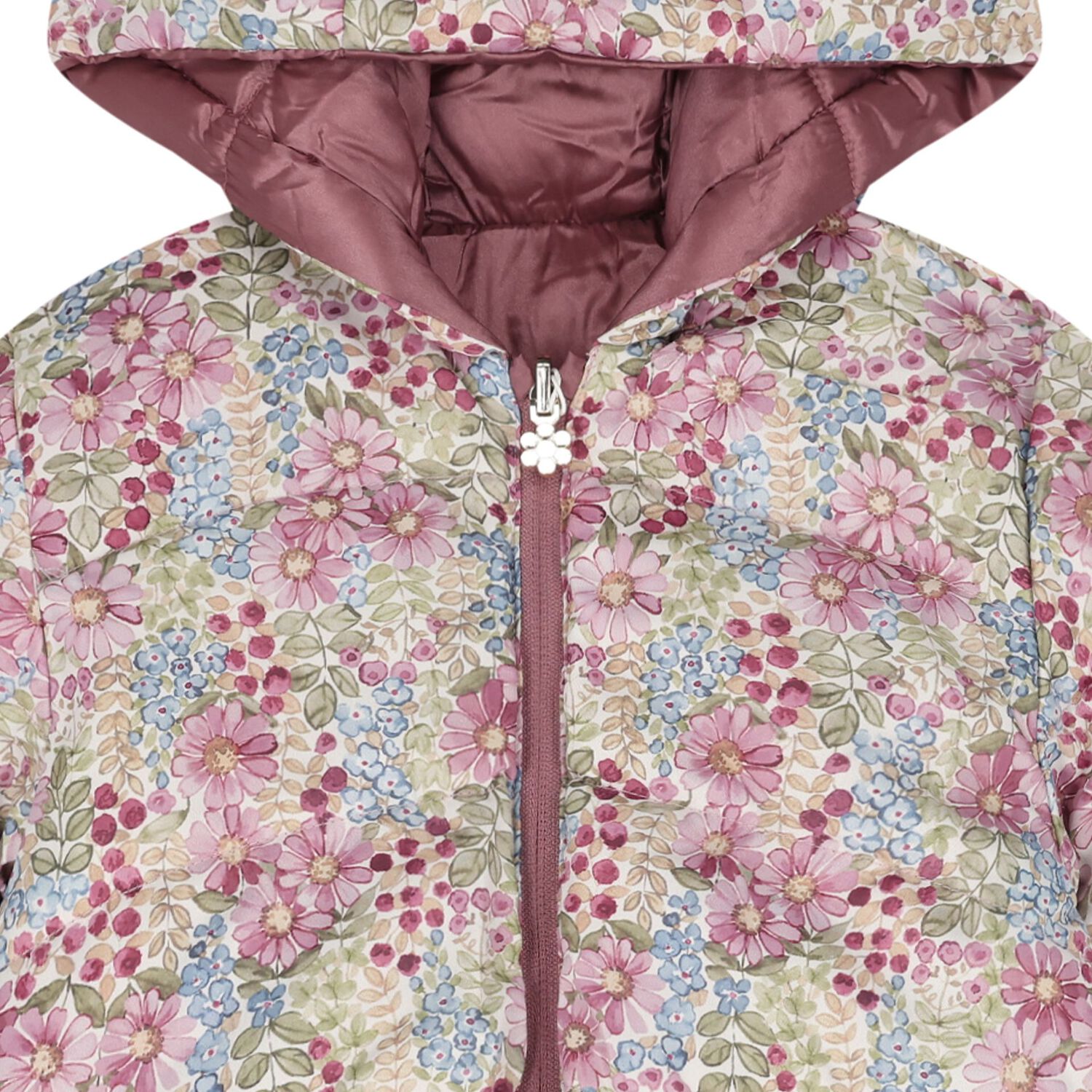Younger Girls Rose Gold & Pink Floral Reversible Coat, 1, hi-res