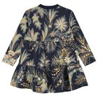 Girls Navy Blue Floral Paisley Dress, 2, hi-res