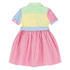 فستان بنات مخطط باللون  الوردي والأصفر والأزرق للأطفال , 1, hi-res