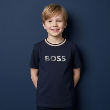 Boys Navy Blue Logo T-Shirt