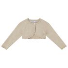 Younger Girls Beige Knitted Cardigan, 1, hi-res