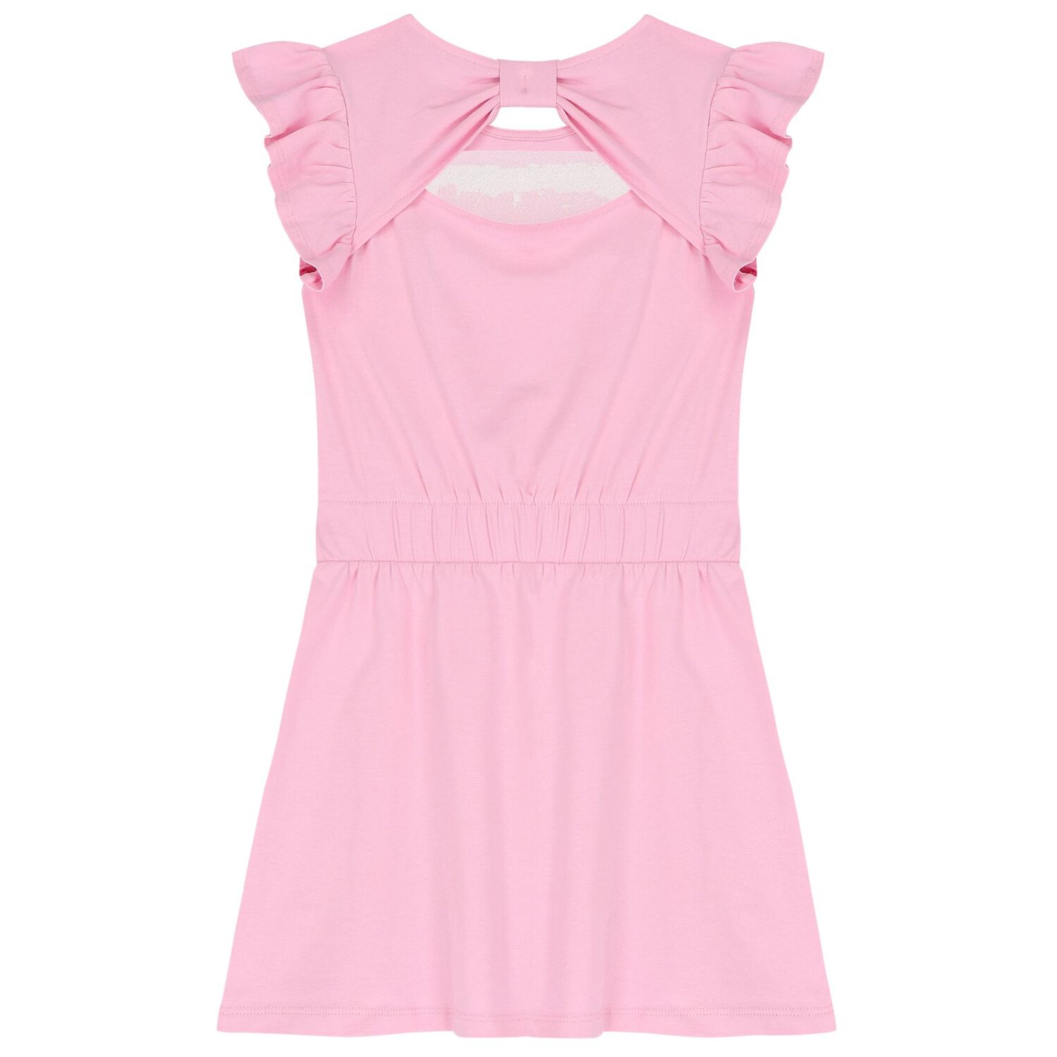 Girls Pink Sequined Logo Dress, 2, hi-res