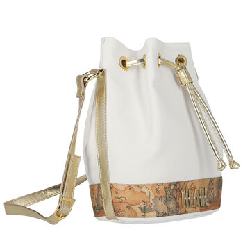 Girls White & Gold Geo Map Handbag