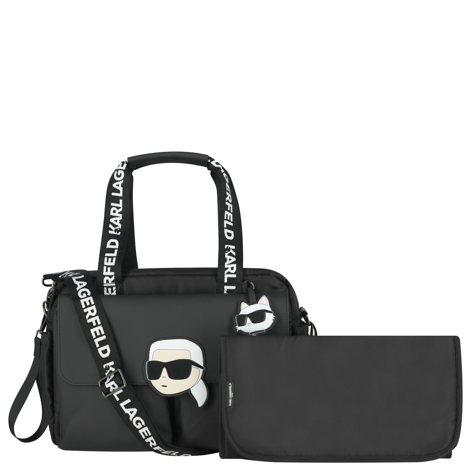 حقيبة تغيير  بالشعار باللون الأسود, 1, hi-res