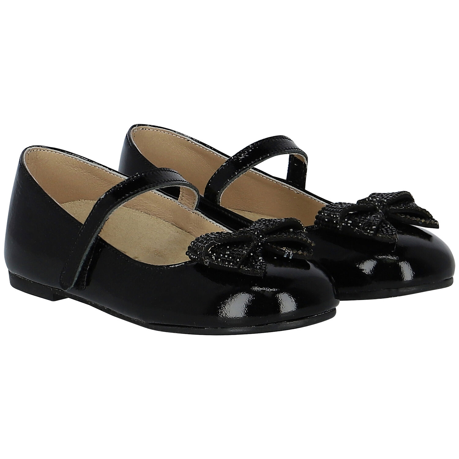 Girls Black Embellished Bow Shoes, 1, hi-res image number null