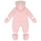 Baby Girls Pink Logo Teddy Bear Snowsuit, 2, hi-res