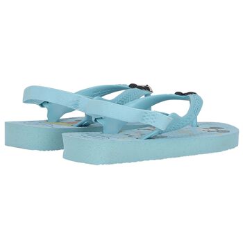 Younger Boys Blue Disney Logo Flip Flops