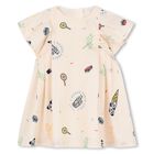 Baby Girls Beige Logo Dress, 1, hi-res