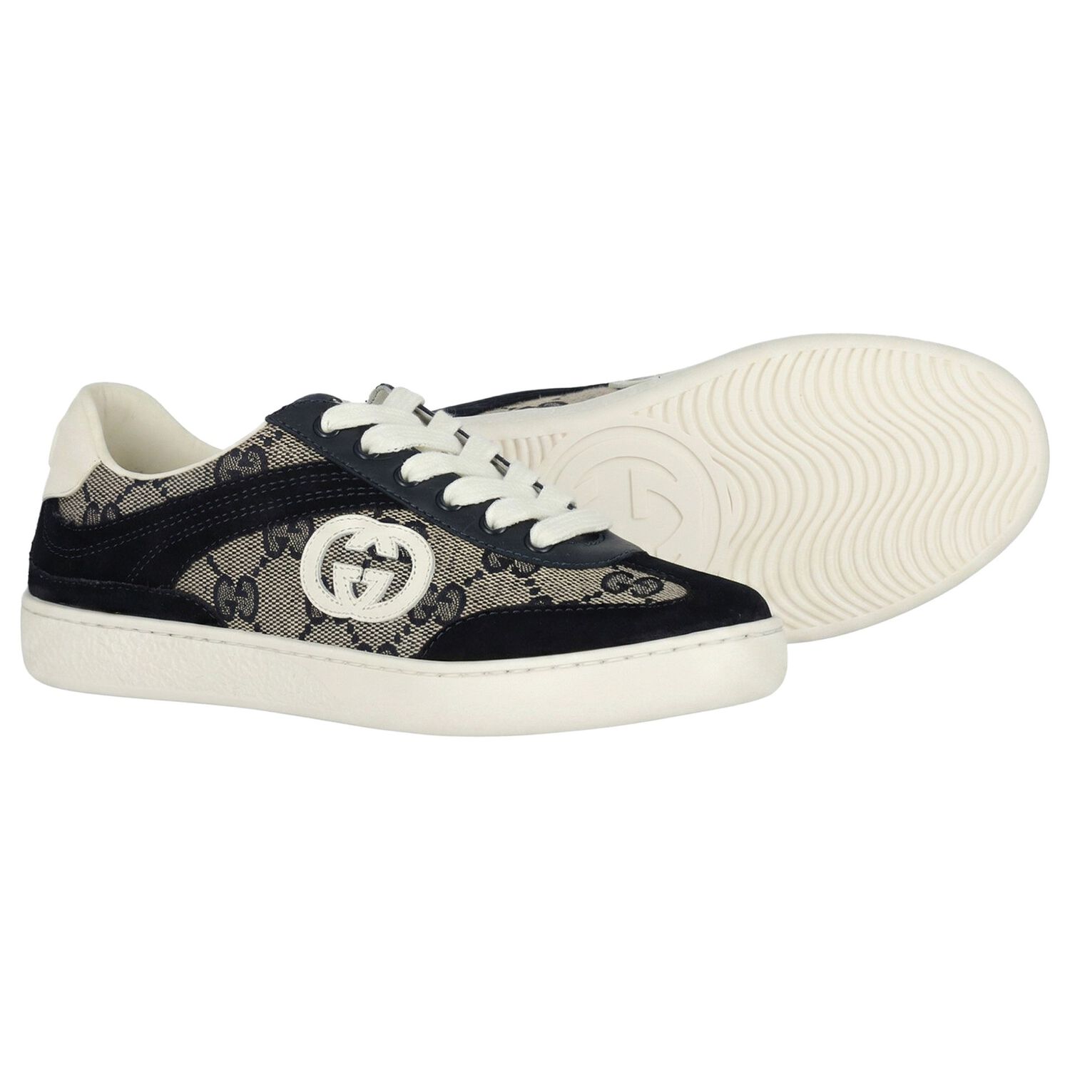 Beige GG logo Canvas Trainers, 1, hi-res