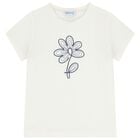 Girls Ivory Flower T-Shirt, 1, hi-res