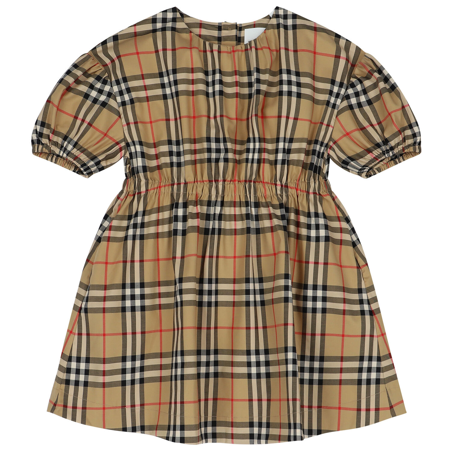 Girls Beige Check Dress, 1, hi-res