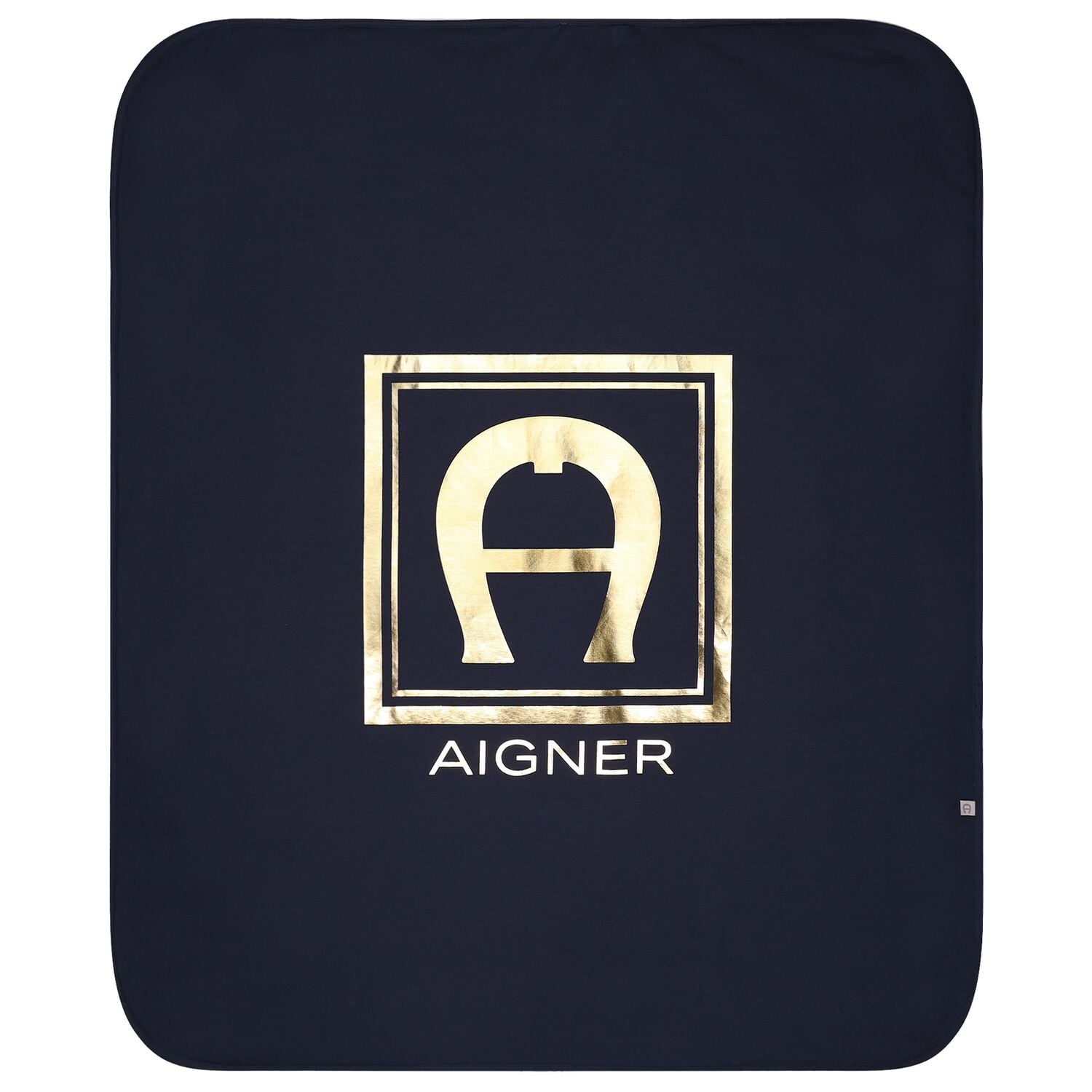 Baby Boys Navy Blue & Gold Logo Blanket, 3, hi-res