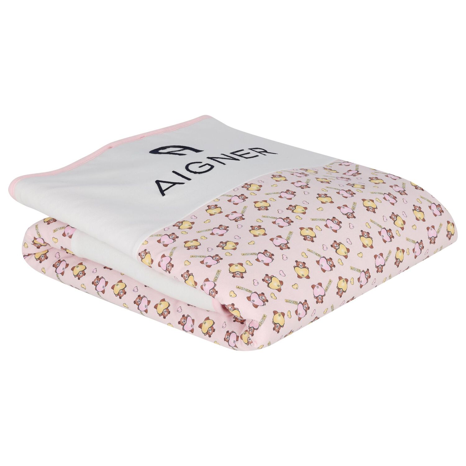 Baby Girls Pink & White Teddy Bear Logo Blanket, 2, hi-res