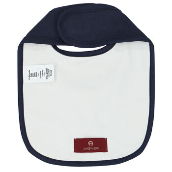Baby Boys Navy Blue & White Logo Bib