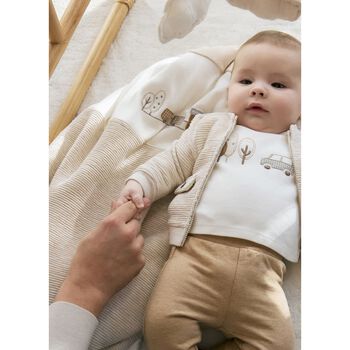 Beige Train Baby Blanket