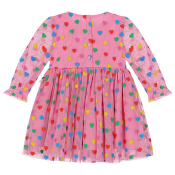 Younger Girls Pink Tulle Heart Dress