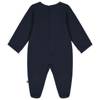 Baby Boys Navy Blue Logo Babygrow