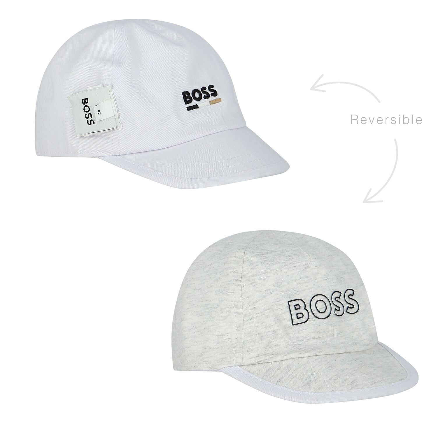 Baby Boys White Reversible Logo Cap, 1, hi-res