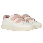 Girls White & Pink Logo Trainers, 1, hi-res