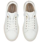 Girls White & Gold Logo Trainers, 1, hi-res