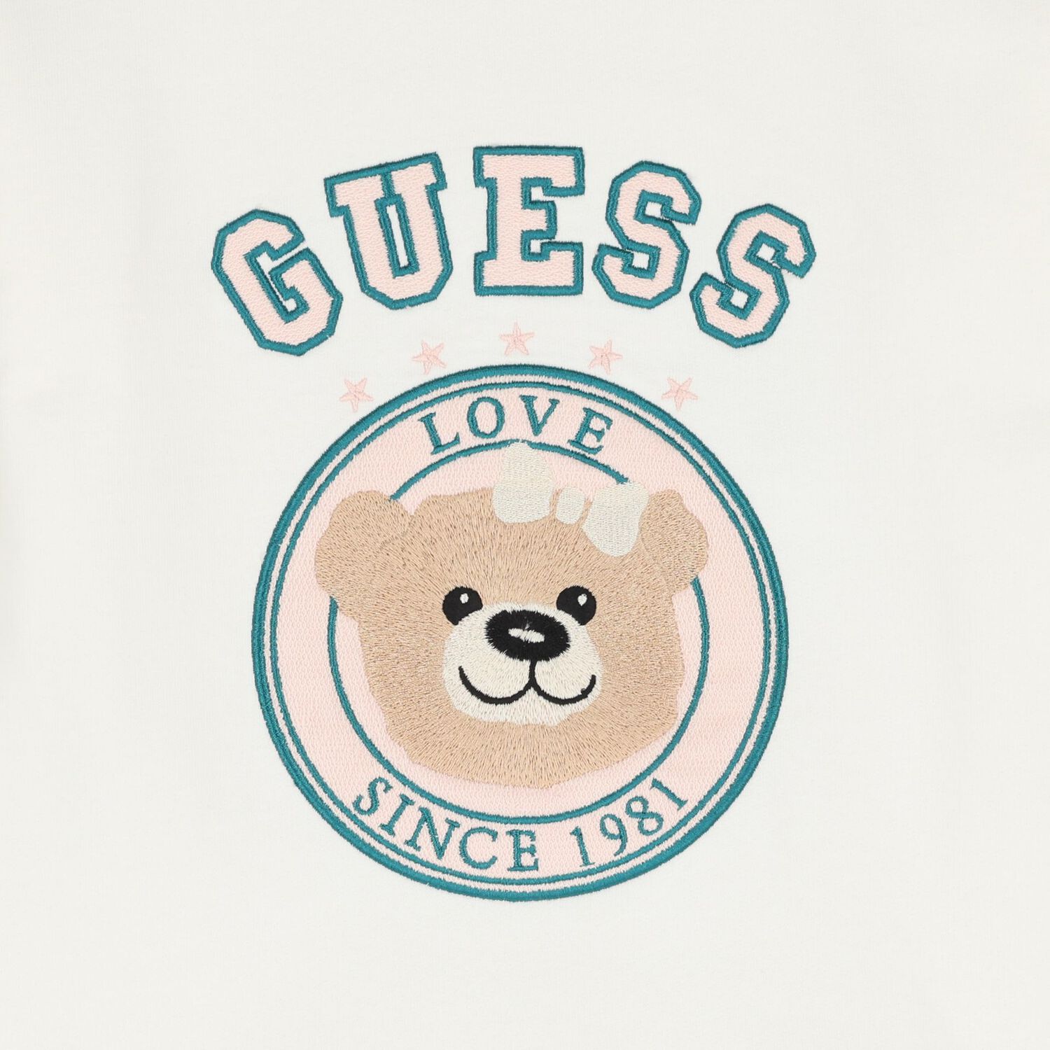 Girls Ivory Teddy Bear Logo Dress, 1, hi-res
