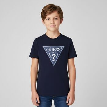 Boys Navy Blue Logo T-Shirt