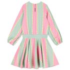 Girls Pink & Green Heart Stripe Dress, 1, hi-res