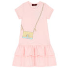 Girls Pink Logo Bag Dress, 3, hi-res