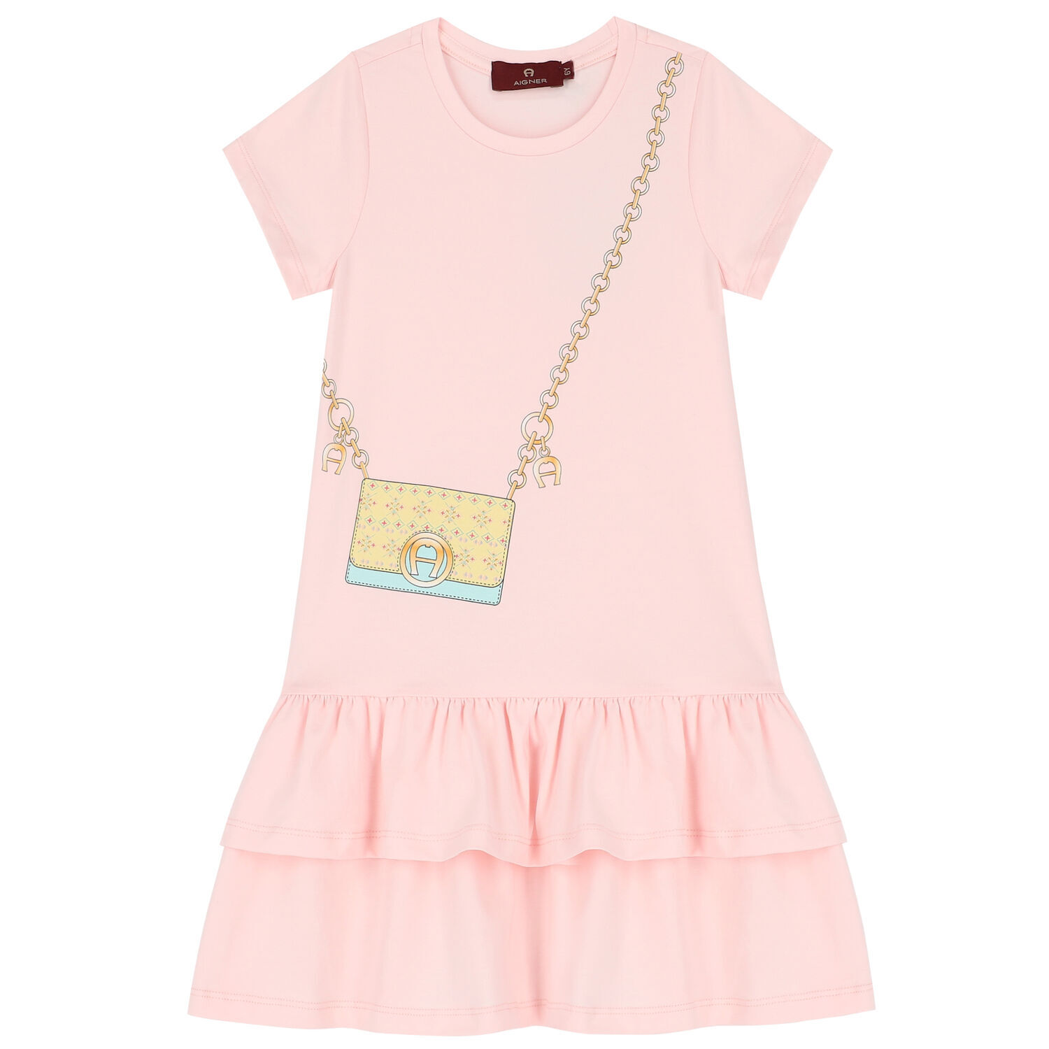 Girls Pink Logo Bag Dress, 3, hi-res