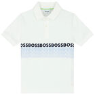 Boys White Logo Polo Shirt, 1, hi-res