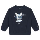 Boys Navy Blue Robot Sweatshirt, 1, hi-res
