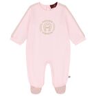Baby Girls Pink & Gold Logo Babygrow Hat & Bib Gift Set, 1, hi-res