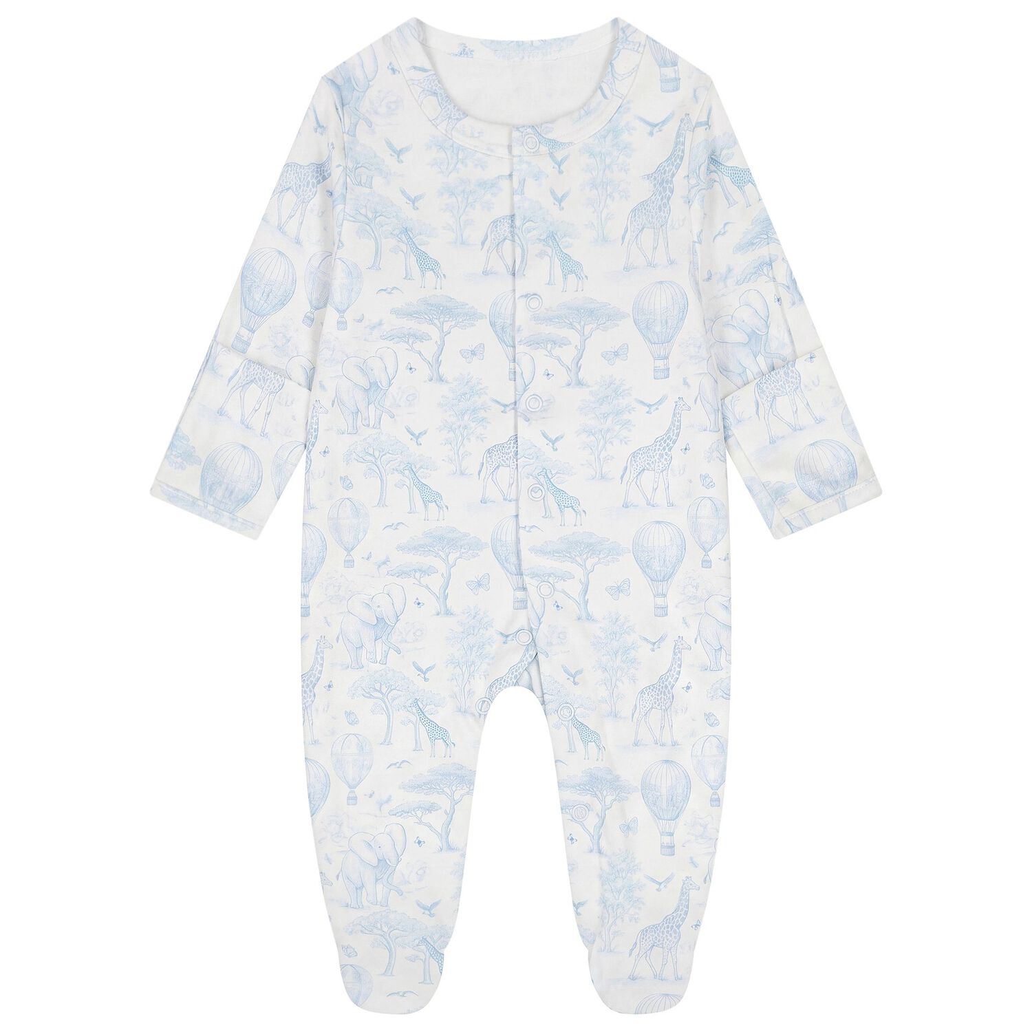 Baby Boys White & Blue Africa Babygrow Gift Set, 1, hi-res