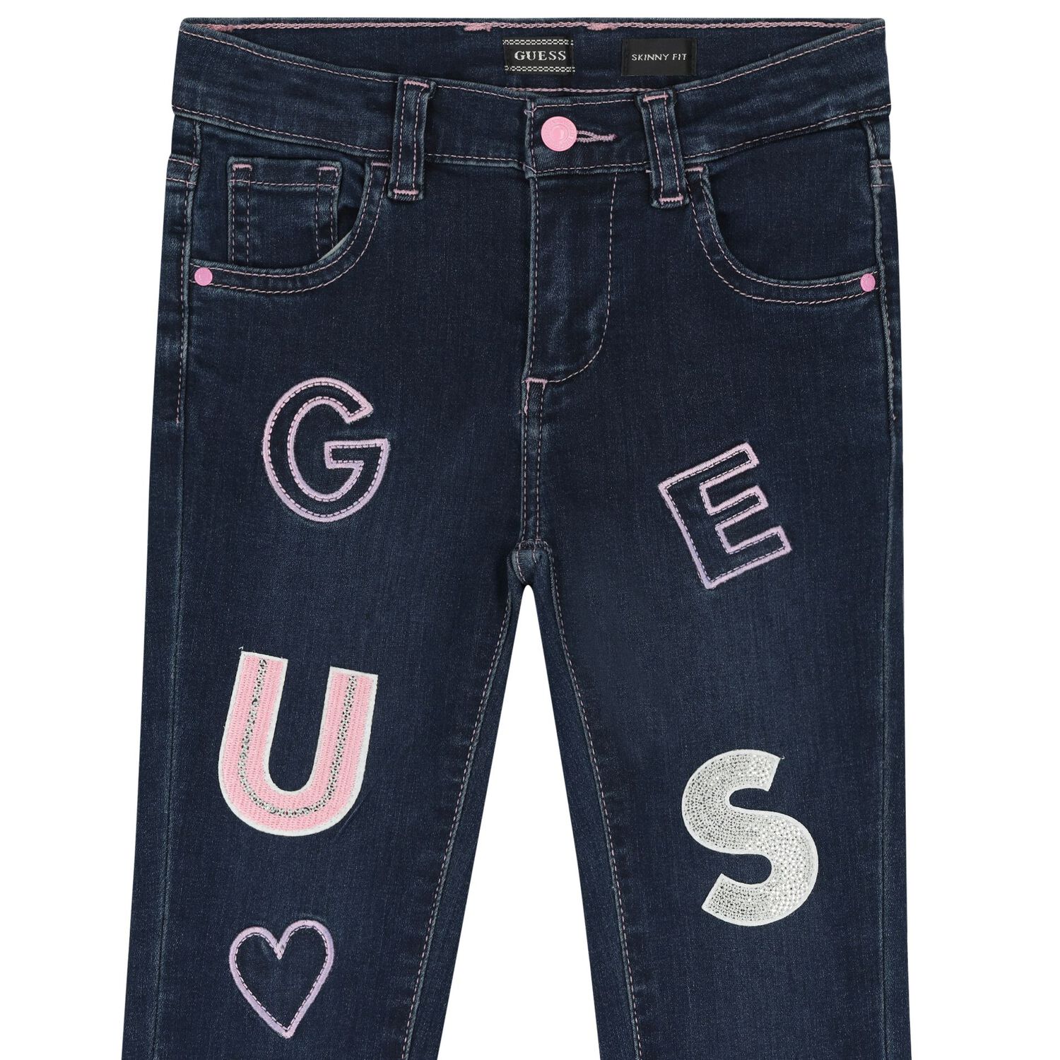 Girls Blue Logo Denim Jeans, 1, hi-res