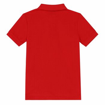Boys Red Slim Fit Logo Polo Shirt