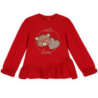 طقم ليغينز بنات باللون الاحمر والبيج, 1, hi-res