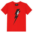 Boys Red Thunder Bolt T-Shirt, 1, hi-res