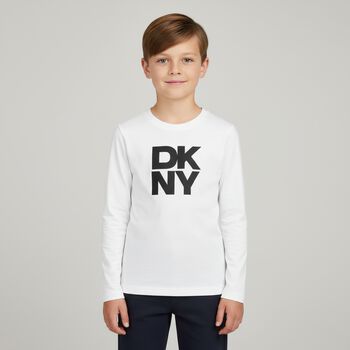 White Logo Long Sleeve Top