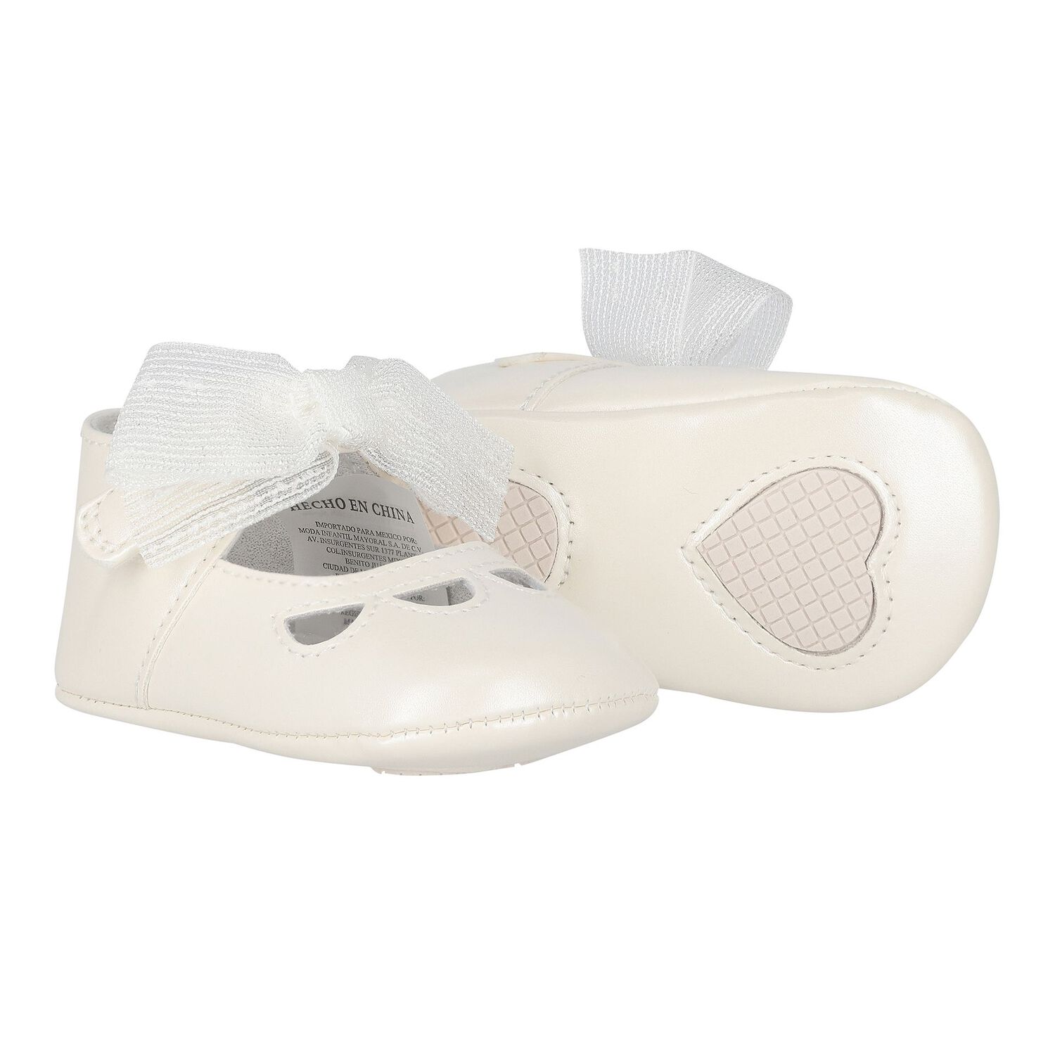 حذاء ما قبل المشي للبنات بفيونكه باللون العاجى , 4, hi-res image number null