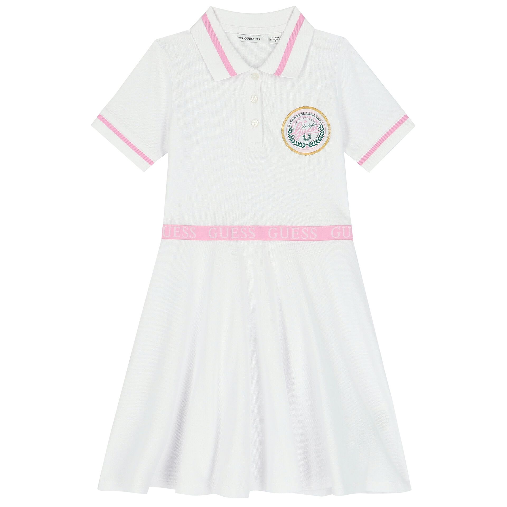 Guess Girls White Logo Polo Dress Junior Couture QA