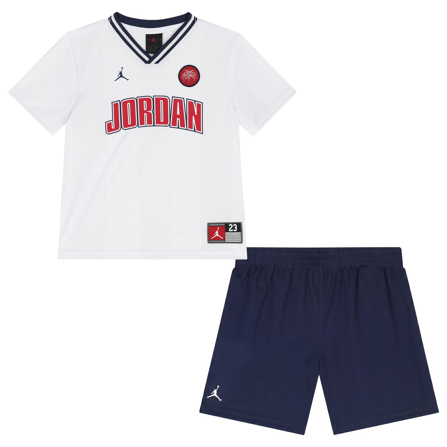 Boys White & Navy Blue Jordan Shorts Set, 3, hi-res