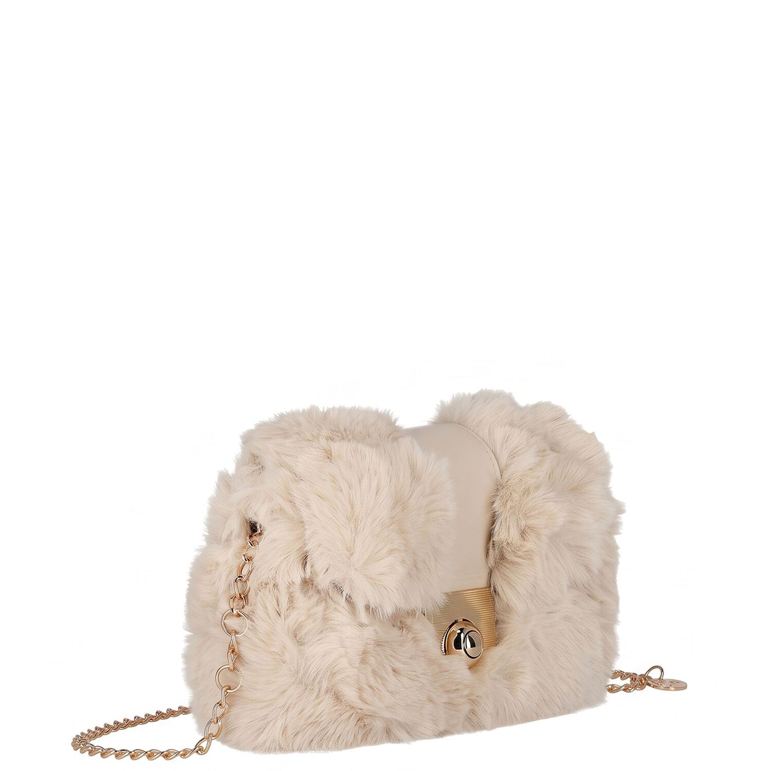 Girls Ivory Faux Fur Handbag ( 21cm ), 1, hi-res