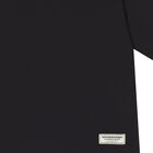 تي شيرت باللون أسود بقصّة واسعة من الجلد الناعم وشعار العلامة التجارية, 3, hi-res