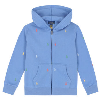 Boys Blue Logo Zip-Up Top