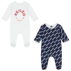Navy Blue & White Logo Babygrows ( 2-Pack ), 1, hi-res