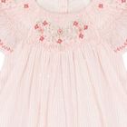 Baby Girls Pink Smocked Cotton Dress, 1, hi-res