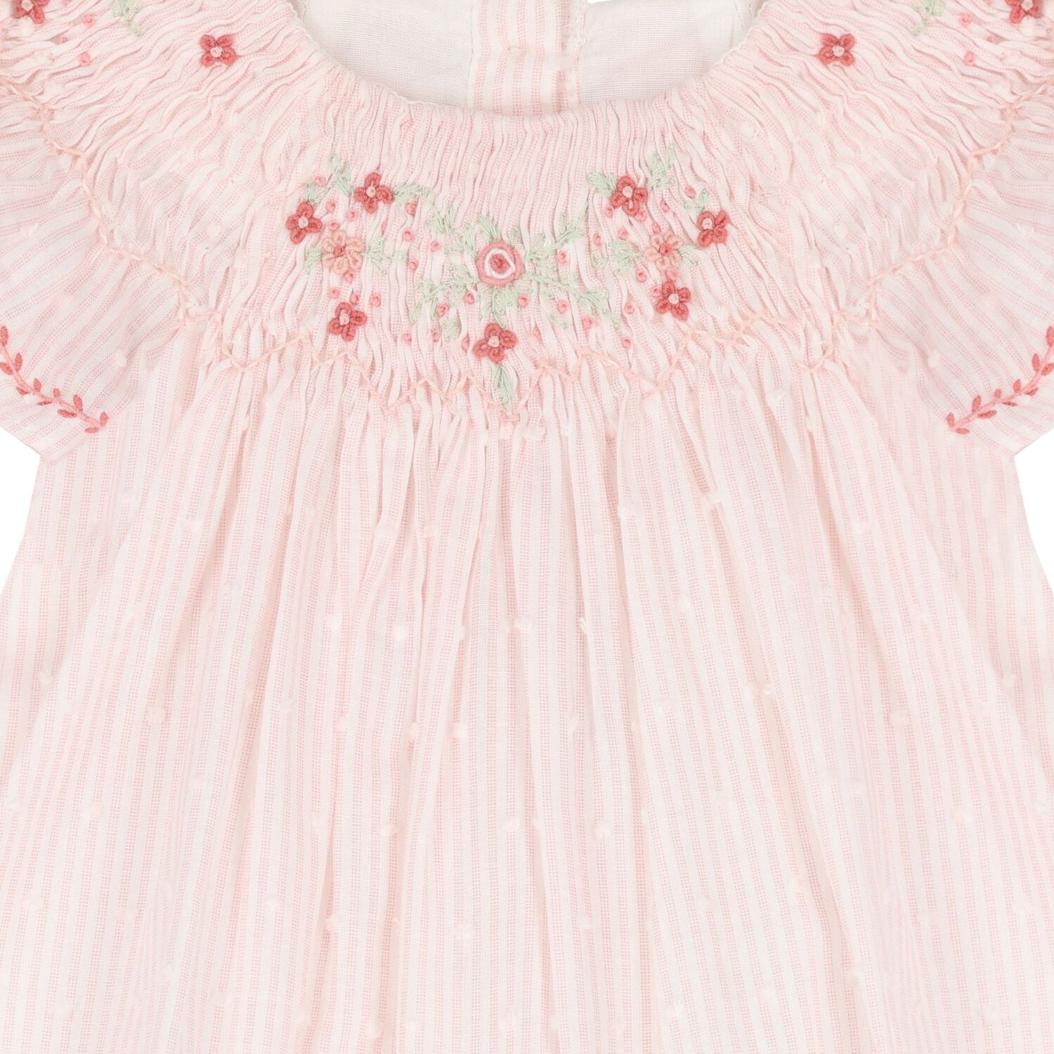 Baby Girls Pink Smocked Cotton Dress, 1, hi-res