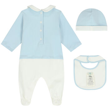 Ivory & Blue Logo Babygrow Set
