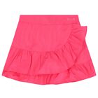 Girls Pink Logo Ruffled Skirt, 1, hi-res