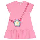 فستان بنات بطبعة باللون الوردي, 2, hi-res